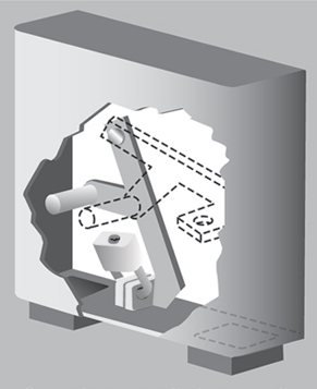 Cut away image of the secure lock box. 